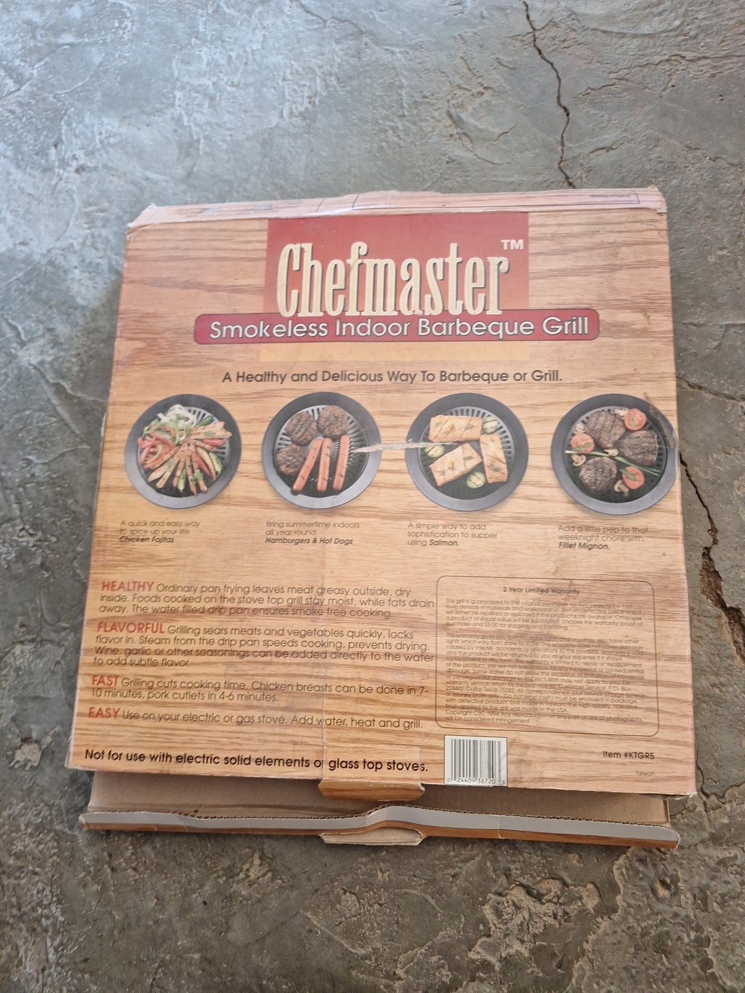 Chefmaster Smokeless Indoor Stovetop Barbeque Grill #KTGR5 New Open Box