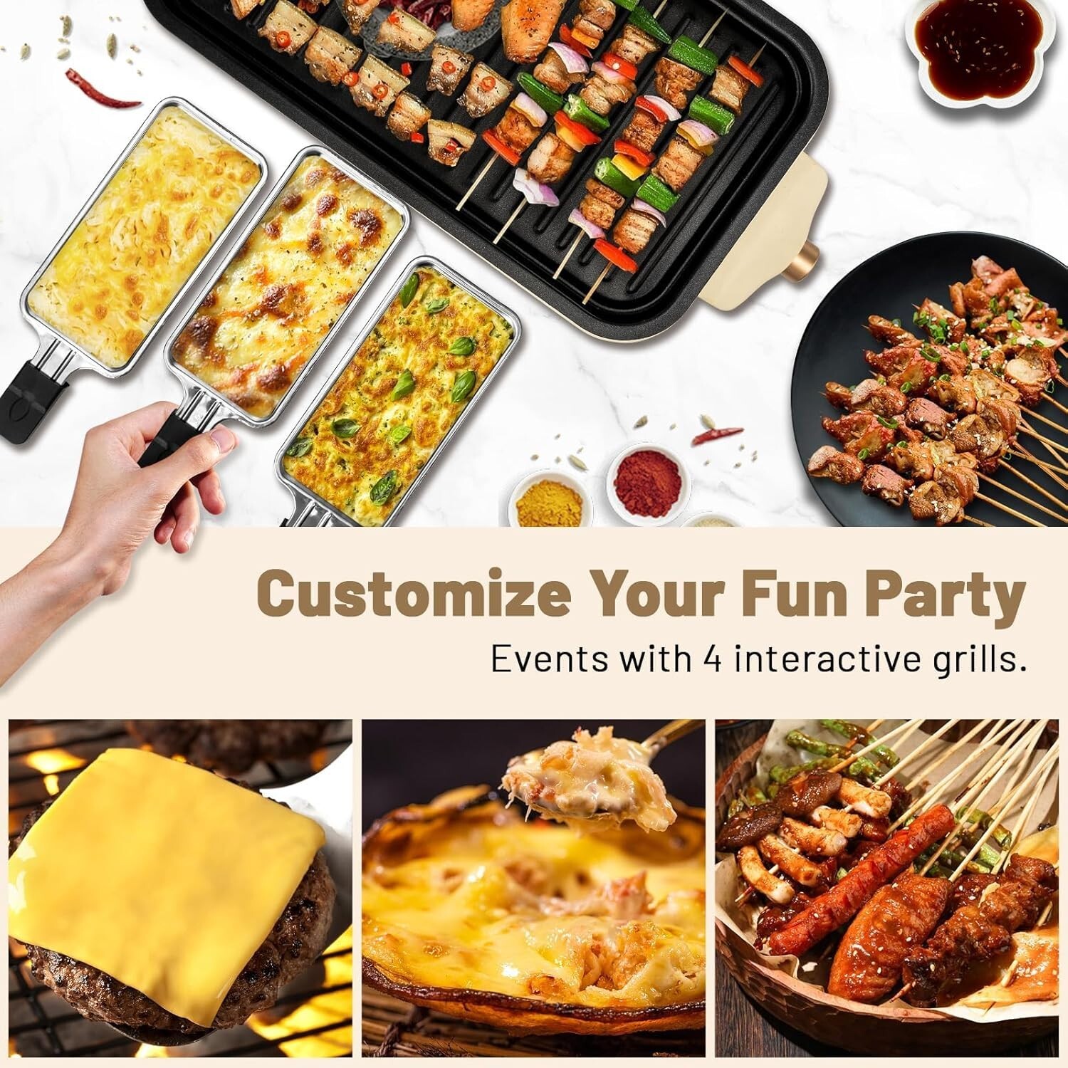 Electric Indoor Grill,2 in 1 Indoor Grill Non-stick 1500W