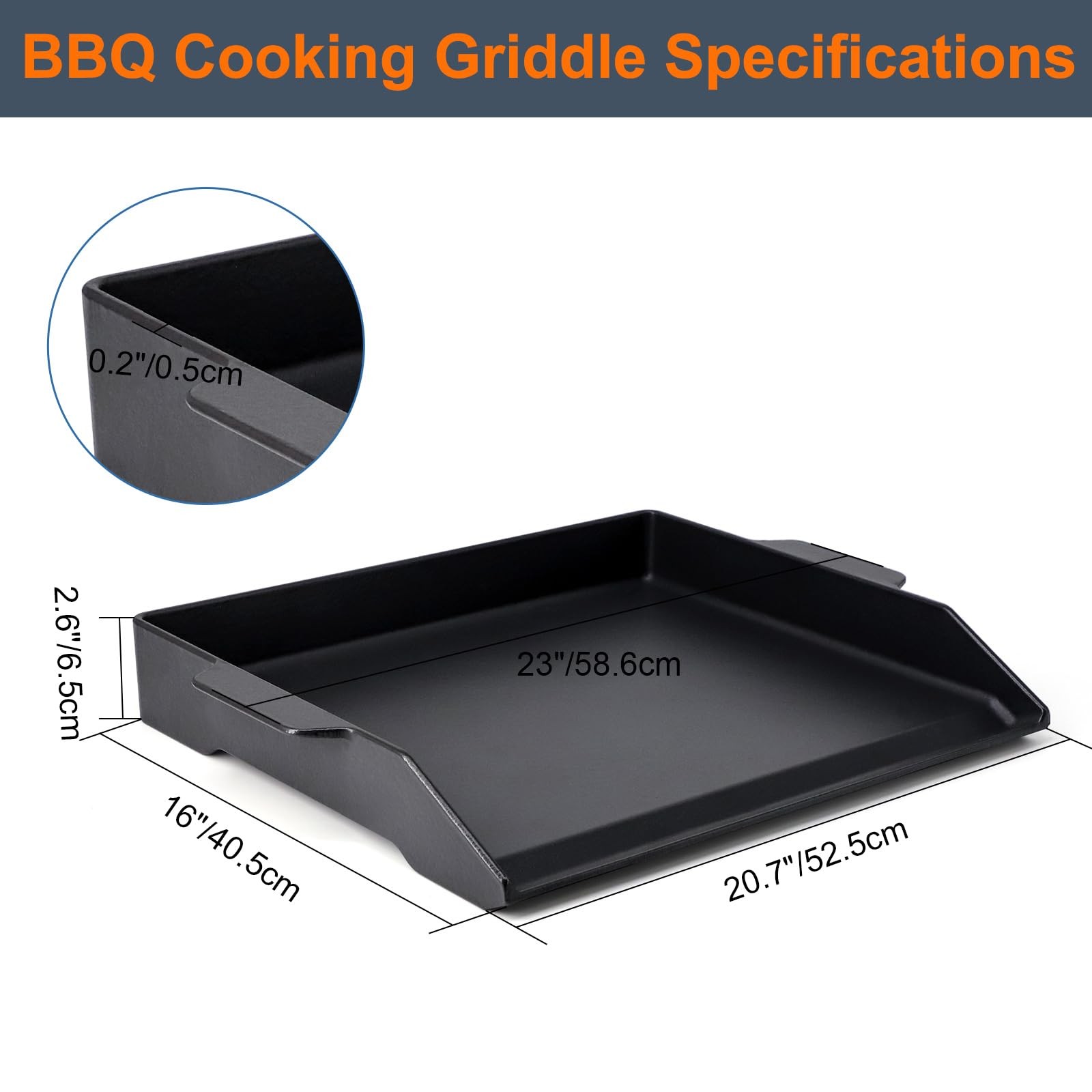 Universal Large Cast Iron Cooking Griddle with Extra High Sidewalls for Gas G…