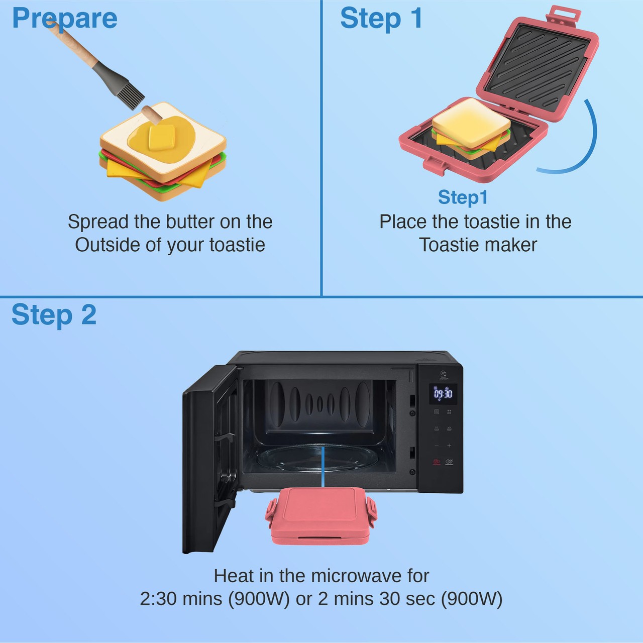 Laser Microwave Toastie Maker Easy Hot Sandwiches for Office or Dorm