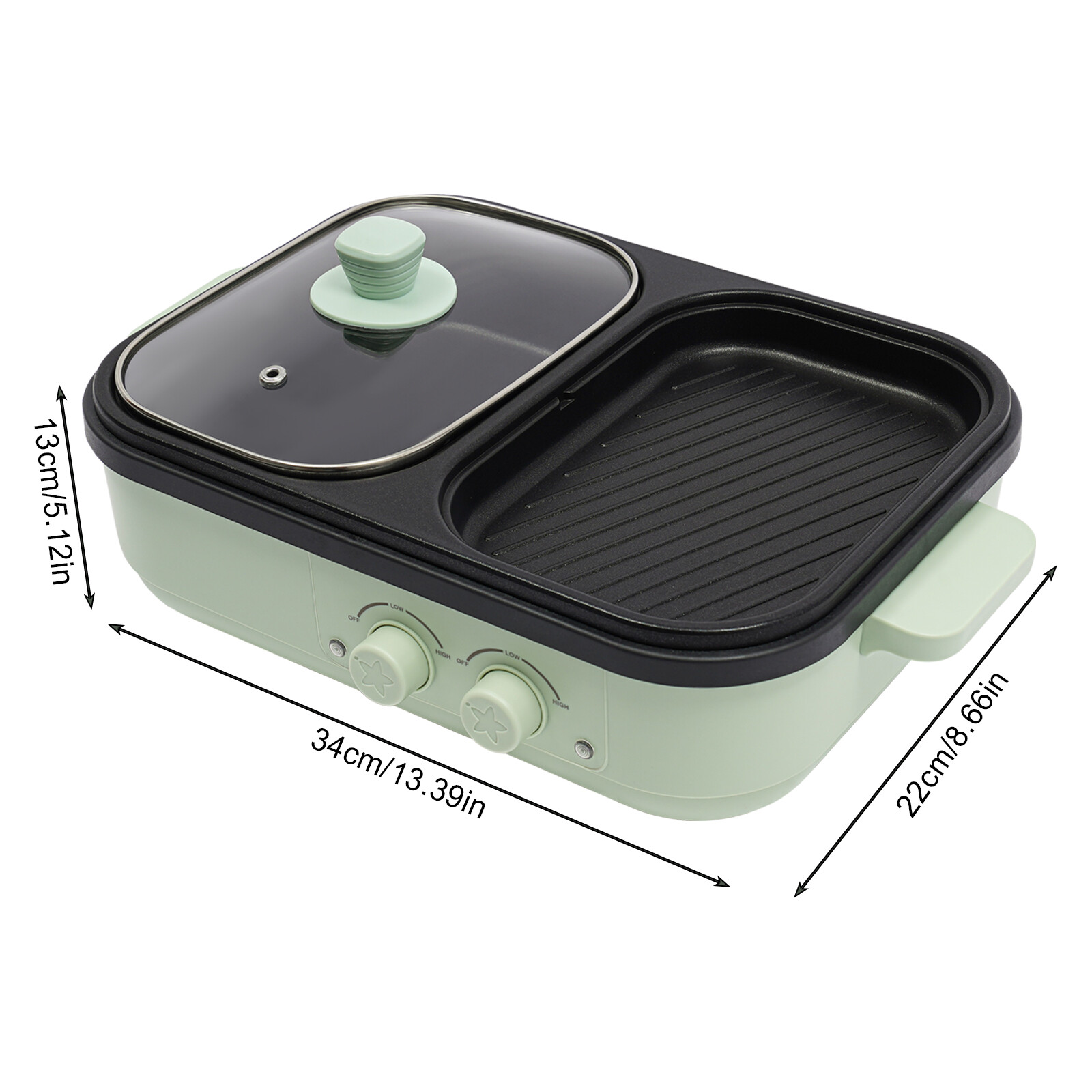 Electric Hot Pot With Grill Area, Multi-purpose Hot Pot, 2-In-1 Electric Hot Pot