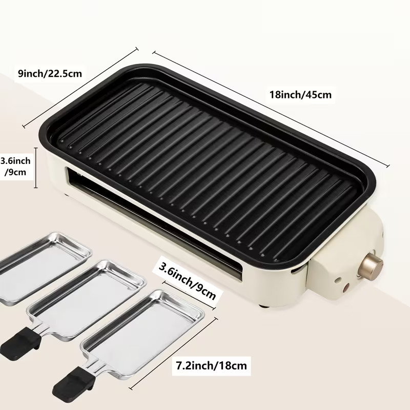 Electric Smokeless Grill Griddle Black Double Plates Non-Stick (Black)