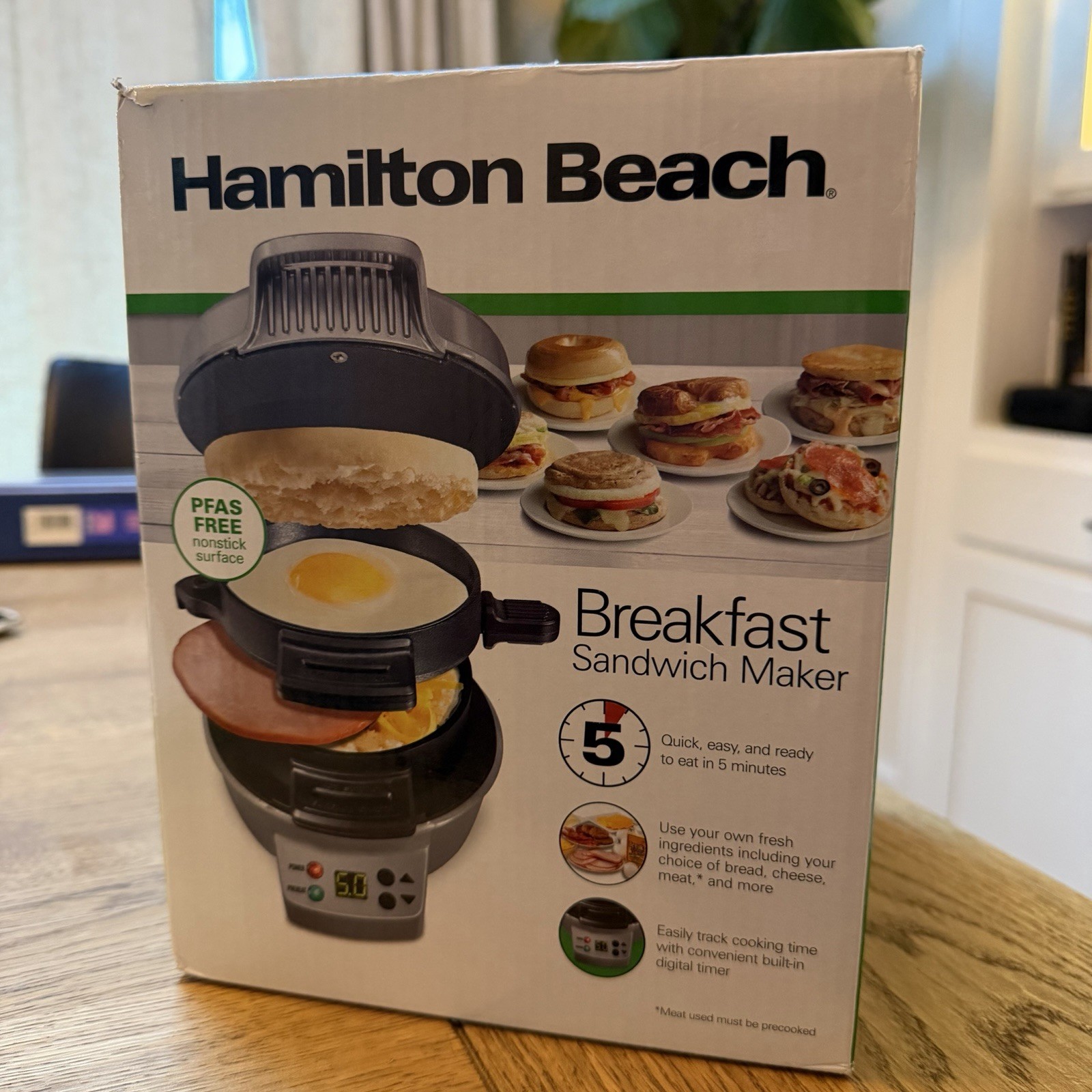 Hamilton Beach Breakfast Sandwich Maker with Timer – Dark Gray – 25478 New