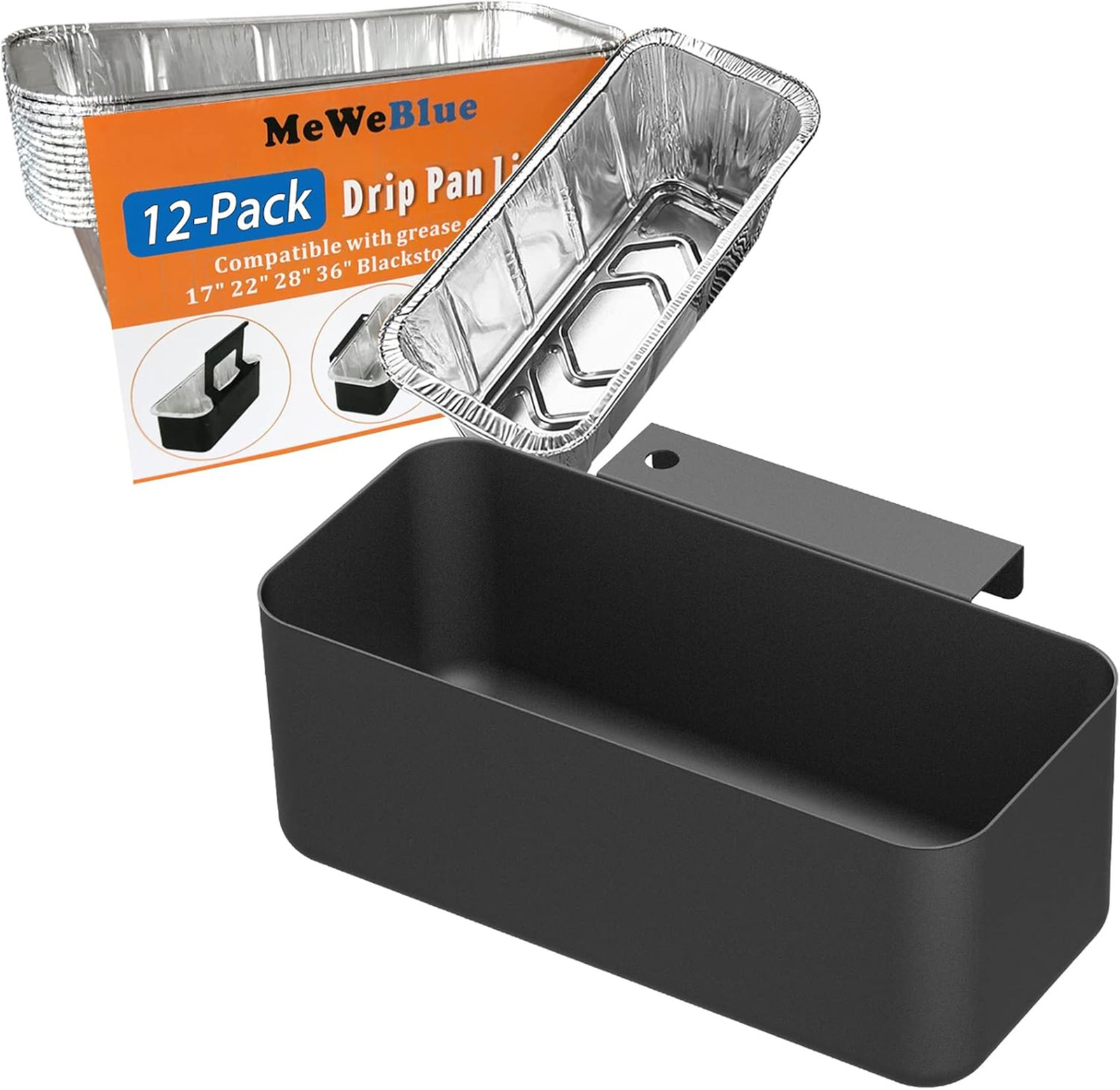 Grease Catcher for Blackstone Griddle Kit with 12 Aluminum Grease Cup Liners and