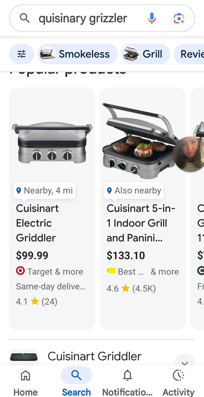 Cuisinart Griddler Indoor Electric Grill/Griddle Panini Press 1500W GR-4NNAS