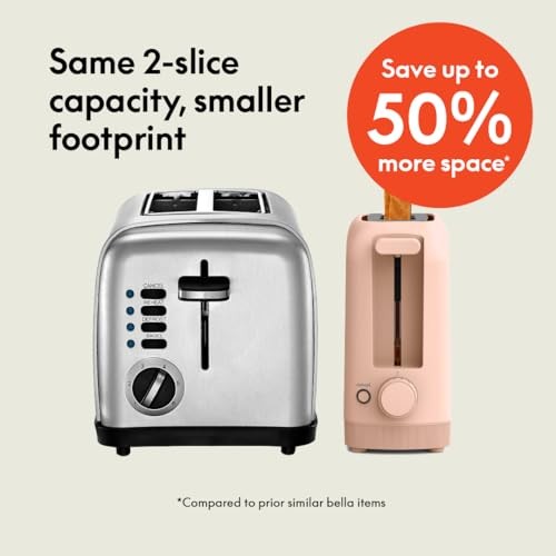 bella 2 Slice Slim Toaster, Fits-anywhere™ Kitchenware, 6 2 Slice, Blossom
