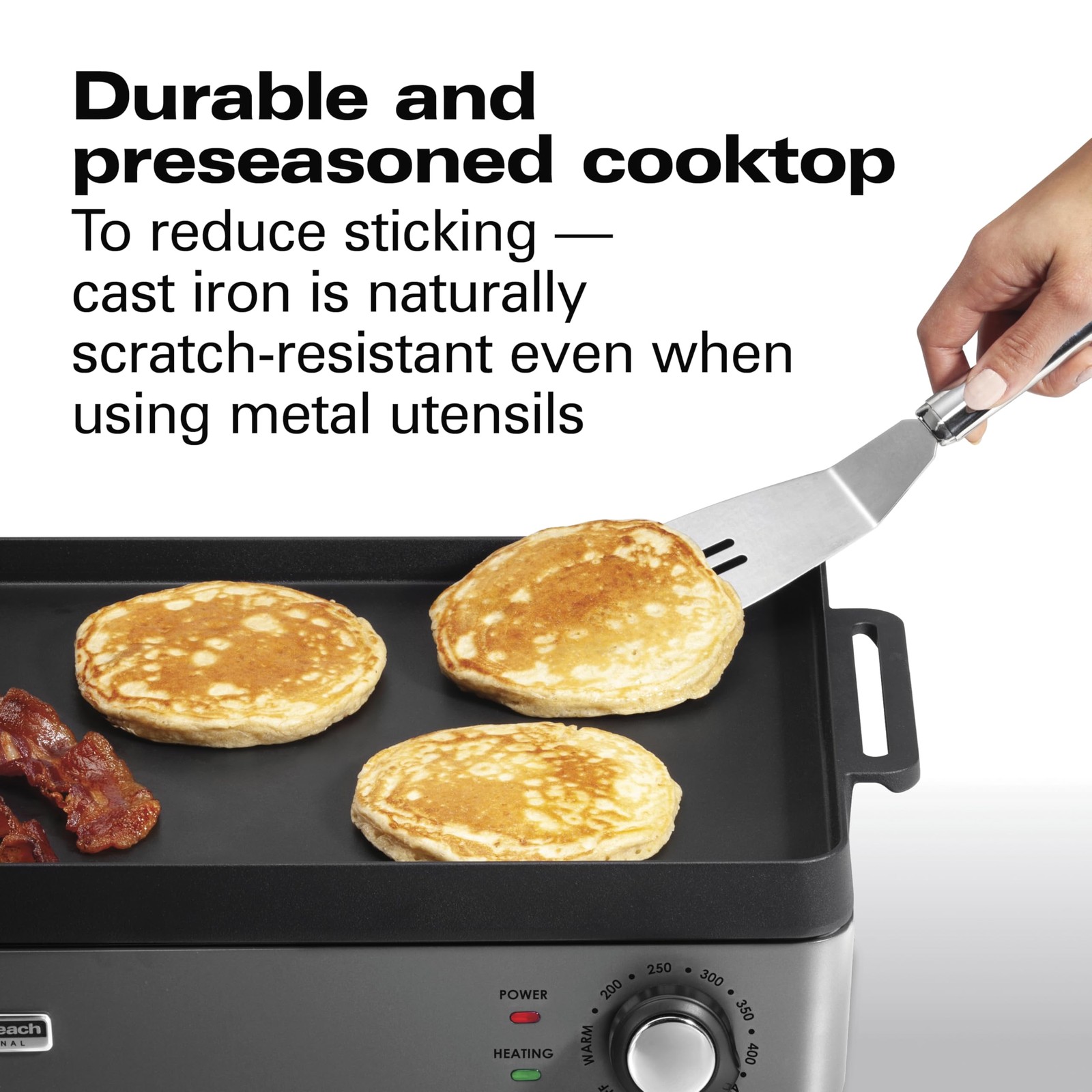 Cast Iron Indoor Electric Grill & Griddle, 10″ x 16″ Preseasoned Cooking Surf…