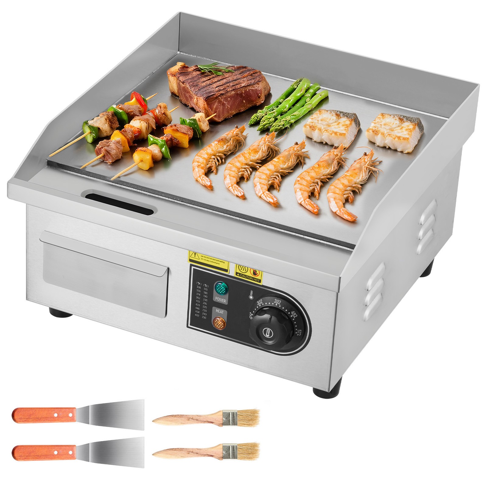 Uimoso Commercial Electric Griddle Countertop Flat Grill 14×12 Inch Cooking Area