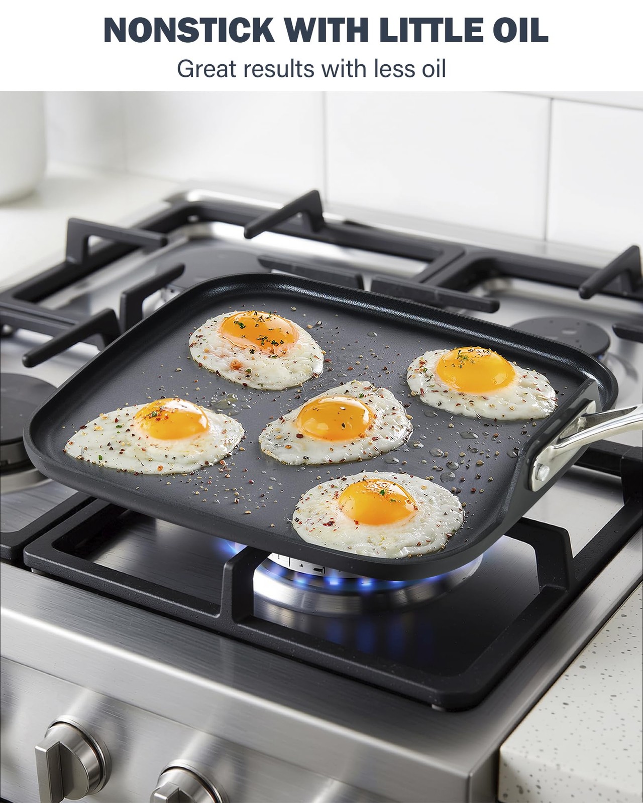 Classic 11 x 11-Inch Nonstick Square Griddle Pan, Hard Anodized Cookware Grid…