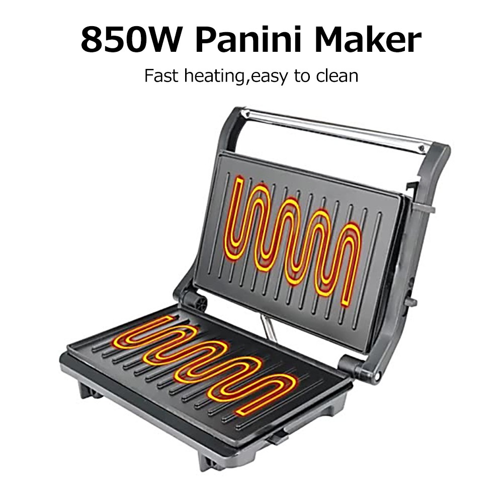 Panini Maker Household Stainless Steel 850W High Power Nonstick Pan Steak