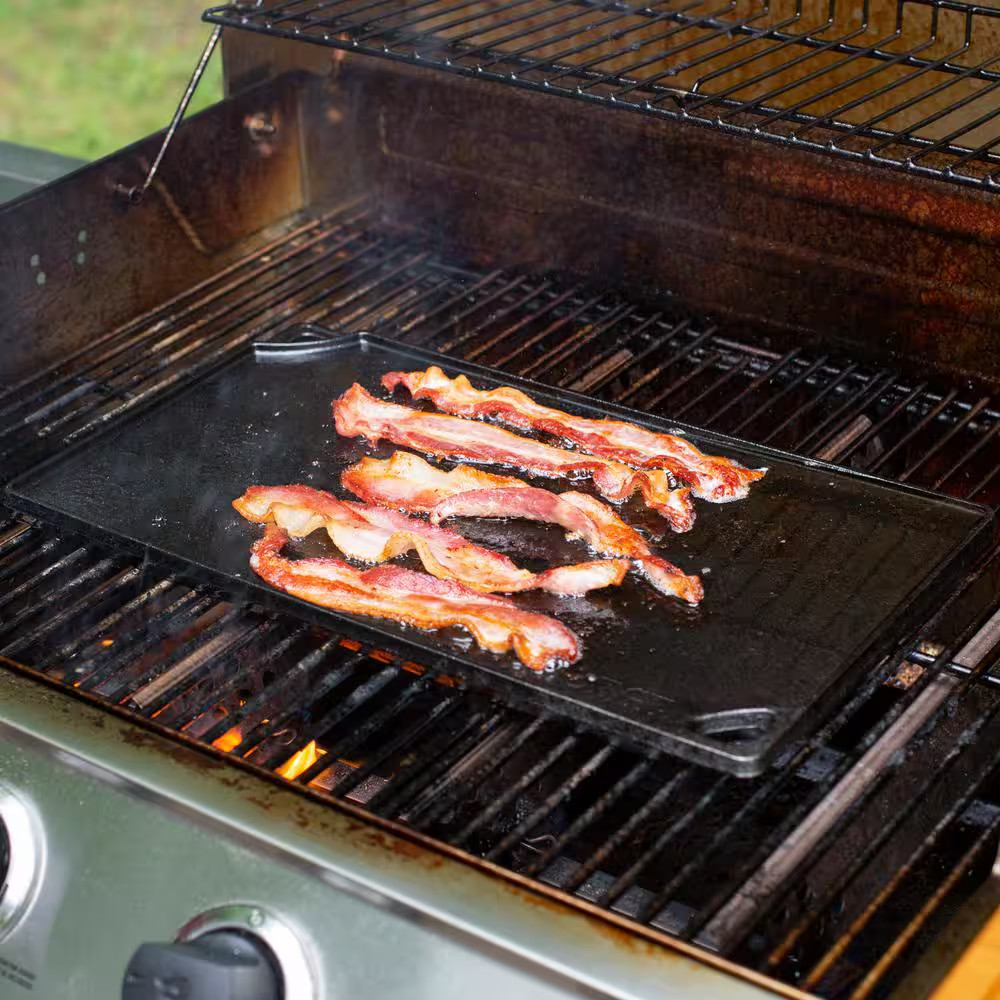 Lodge Cast Iron Reversible Grill Griddle 2 Burner Stove Top Camp Cooking Pan
