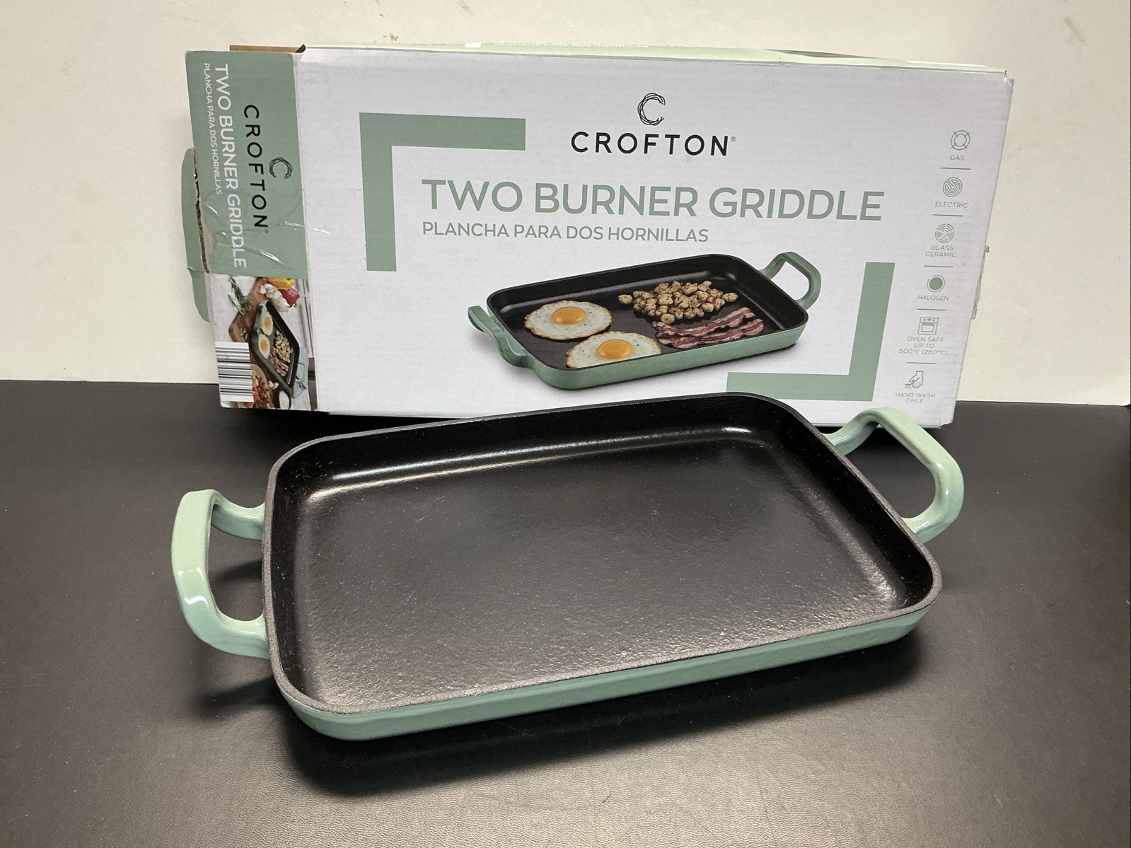 Crofton Two Burner Griddle In Original Box,Light Green