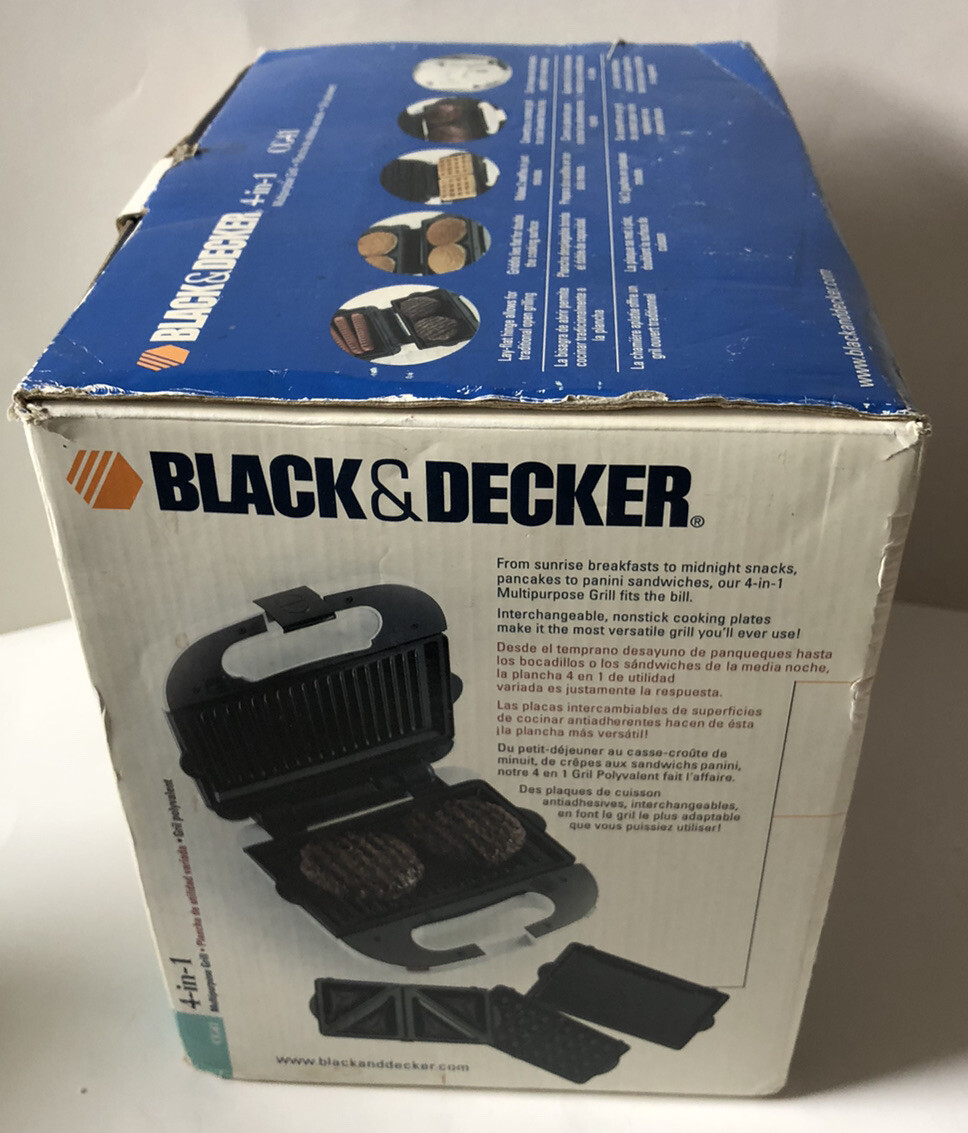 Black and Decker 4 in 1 Multi Purpose Grill Waffle Maker/griddle/Open Grill New