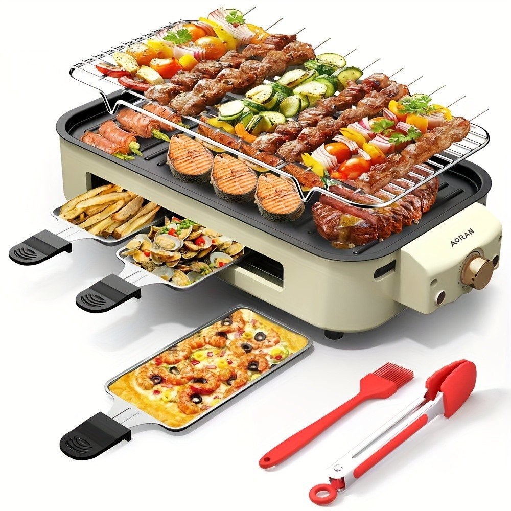 1500W Electric BBQ Grill Detachable Non-Stick Stainless Steel Adjustable Temp