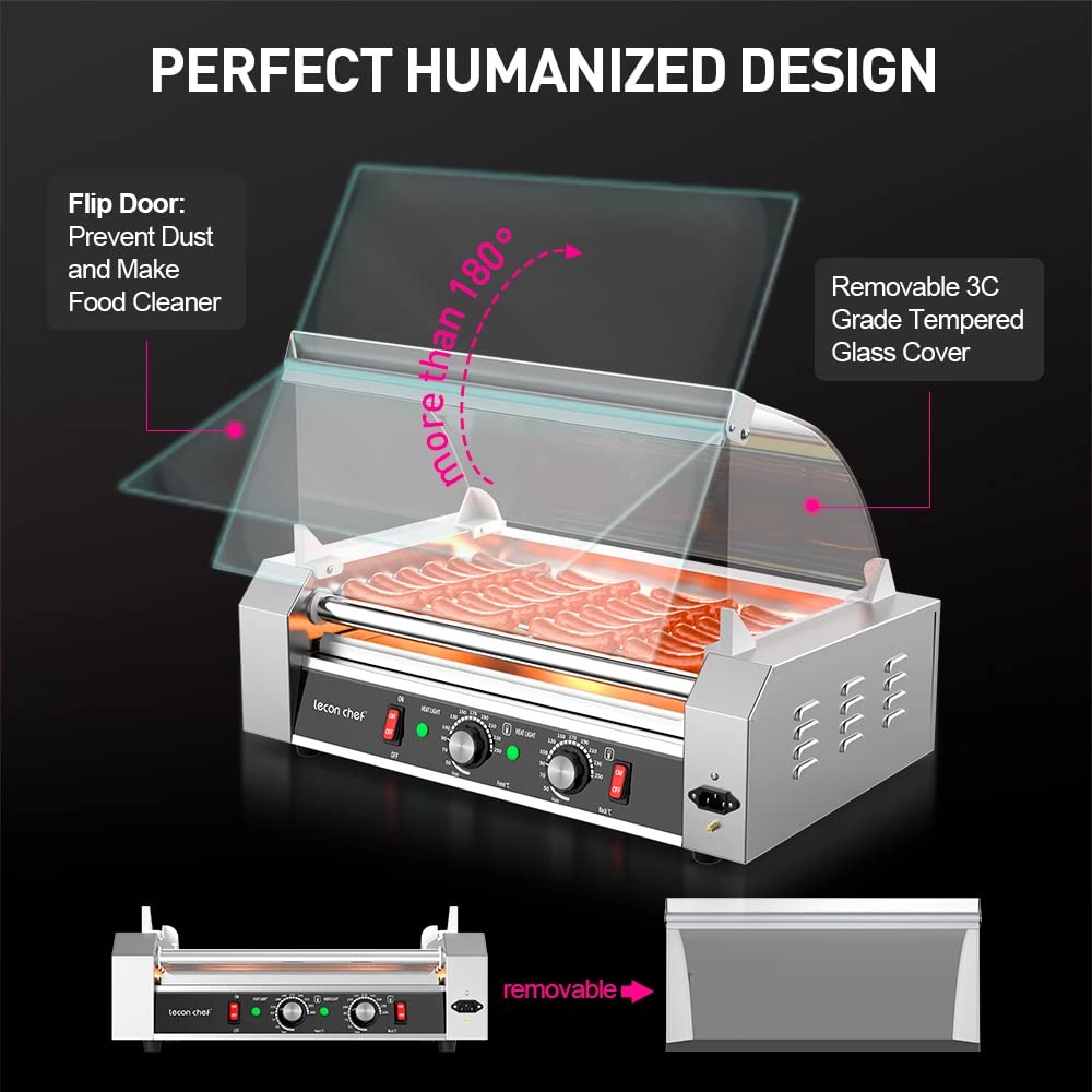 Leconchef Commercial Electric 7 Hot Dog Roller Grill Machine