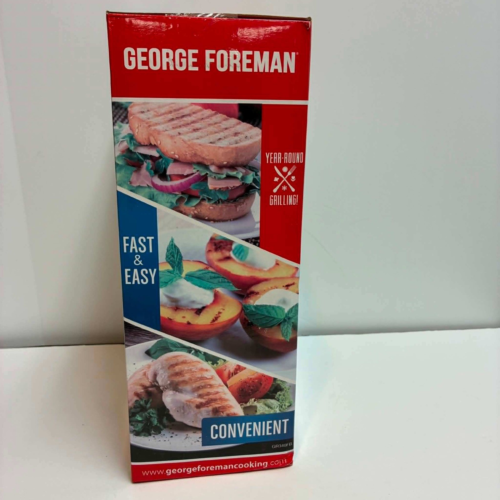 George Foreman Grill & Panini Press 4 Serving Black NEW GR340FB Nonstick 1000W