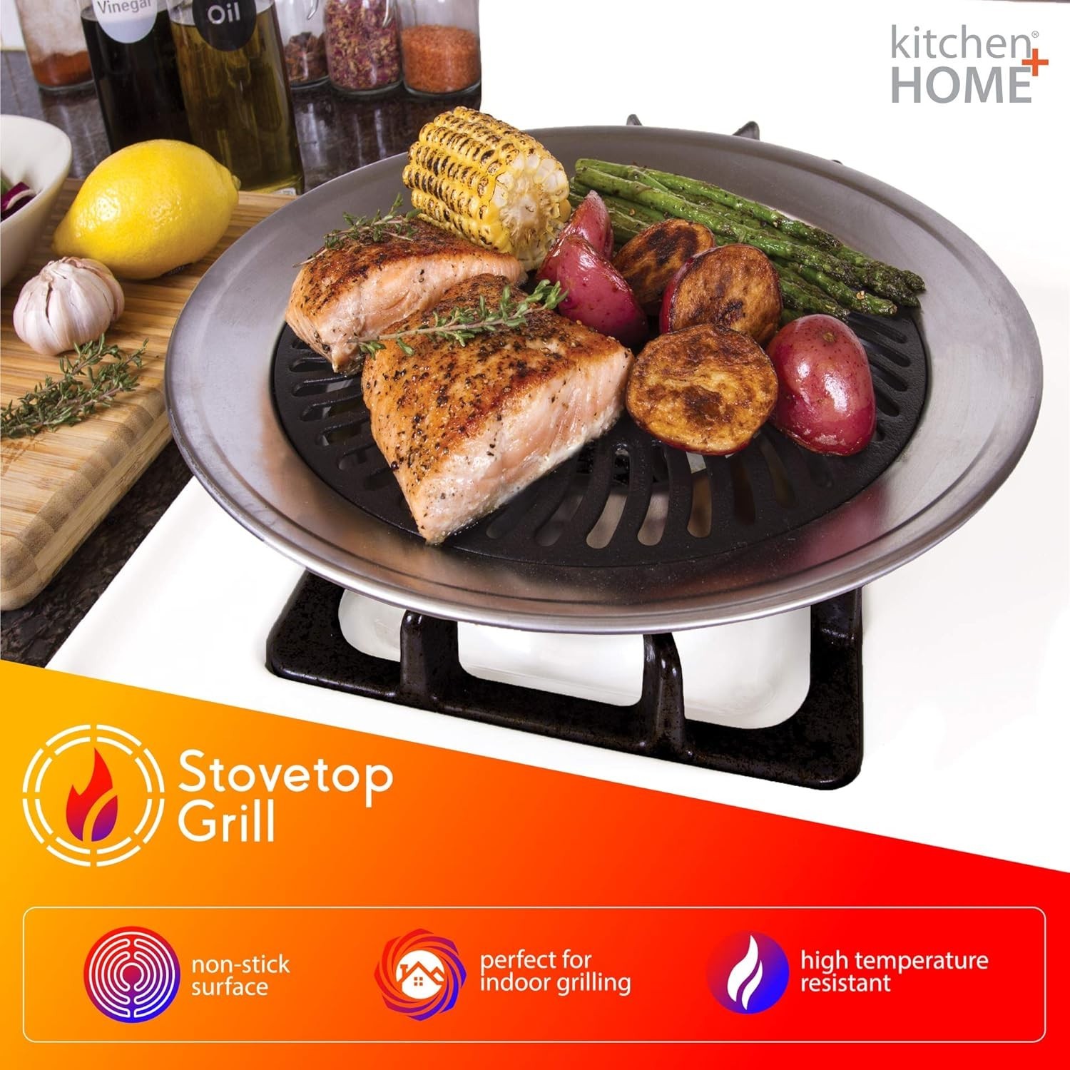 Stove Top Smokeless Grill Indoor BBQ, Stainless Steel with Double Coated Non …