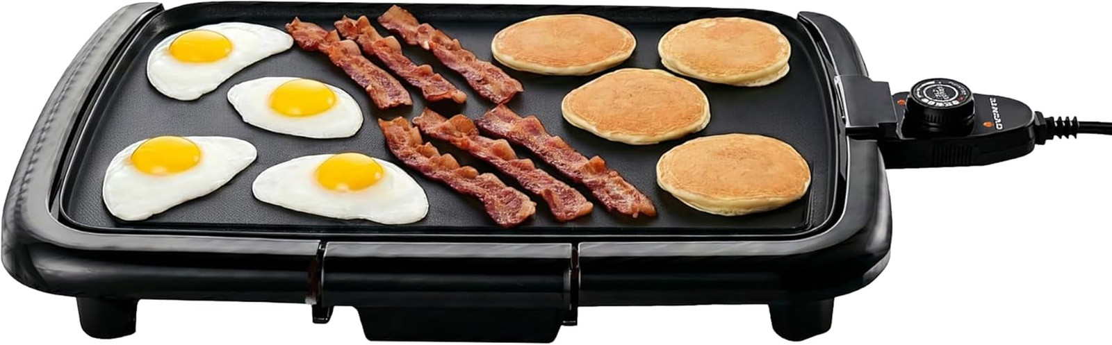 Electric Griddle with 16 X 10 Inch Flat Non-Stick Cooking Surface, Removable and