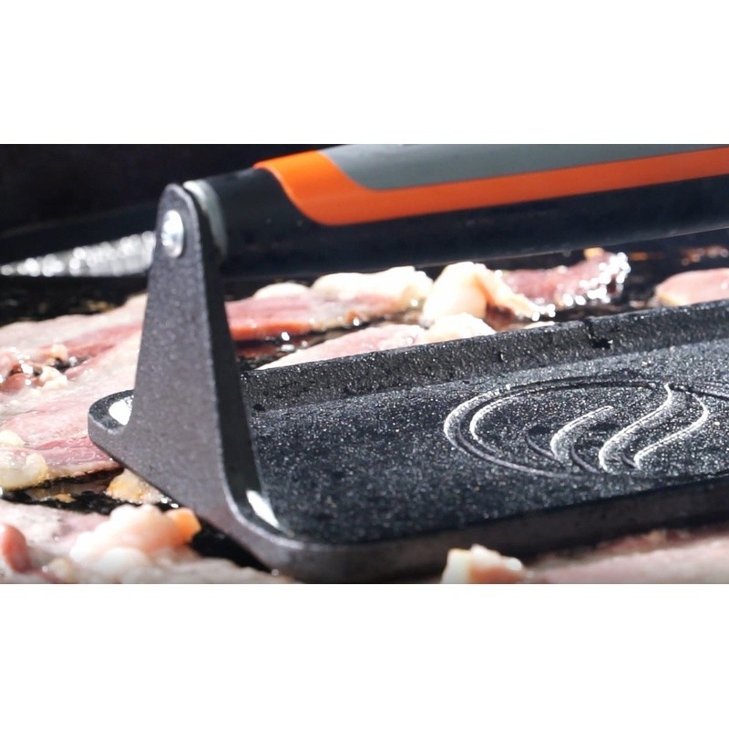 Cast Iron Griddle Press Non-Slip Handle Even Cooking Heat Resistant Heavy Duty