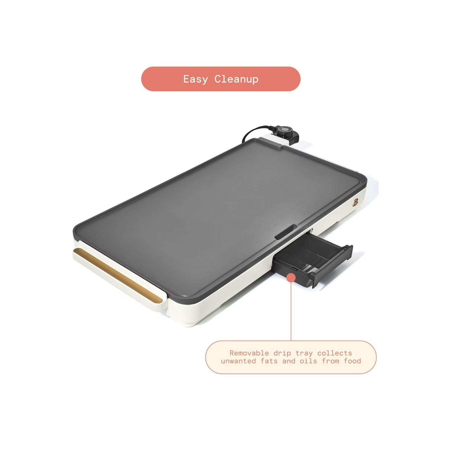 Beautiful XL Electric Griddle 12 x 22 Inch Nonstick White Icing