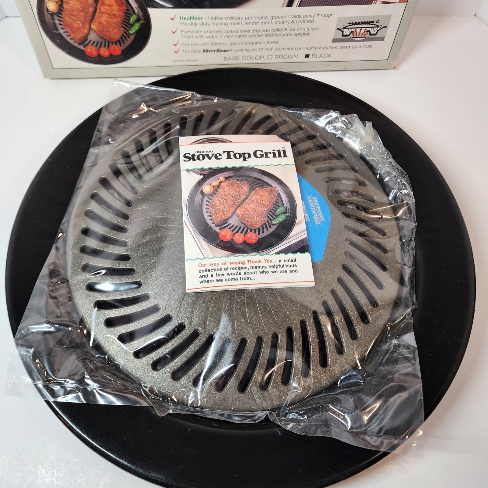 Burton Stove Top Grill Indoor BBQ Pan w Drip Tray Korea Open Box