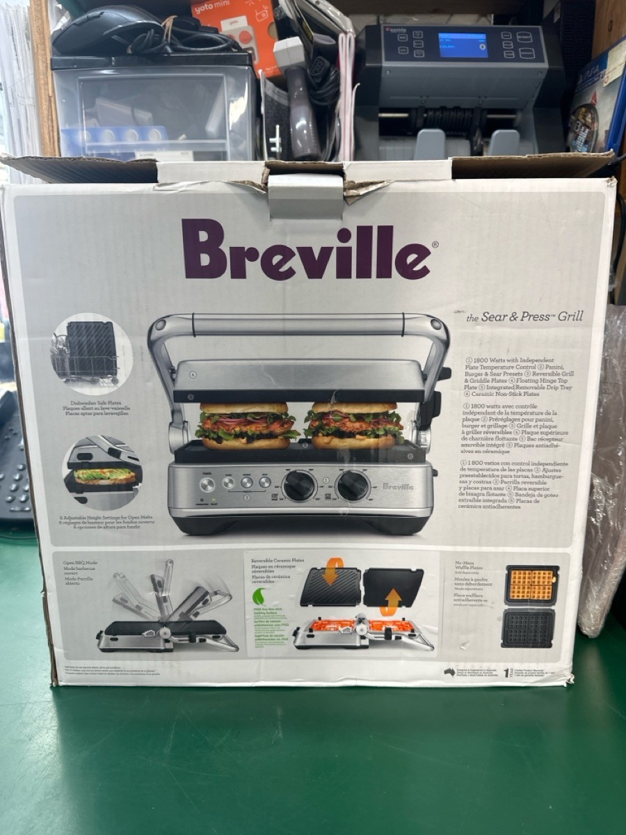 Breville Sear and Press Grill BGR700 Brushed Stainless Steel (E10049892)