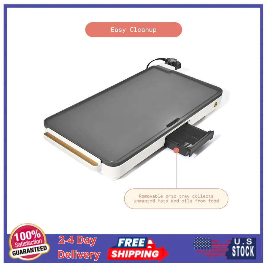 Beautiful Drew Barrymore XL Electric Griddle 12 x 22 Nonstick White Icing