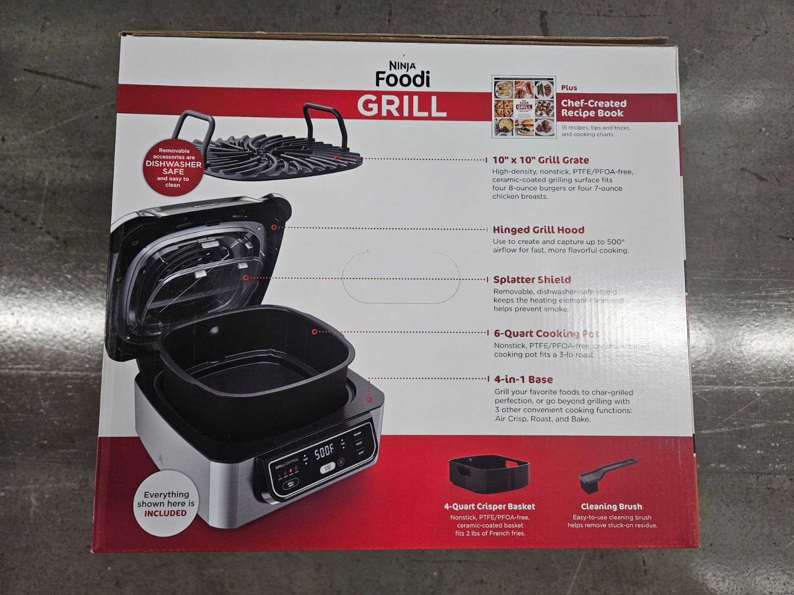 Brand NEW Ninja Foodi 4-in-1 Indoor Grill and Air Fryer Black/Silver AG300BF