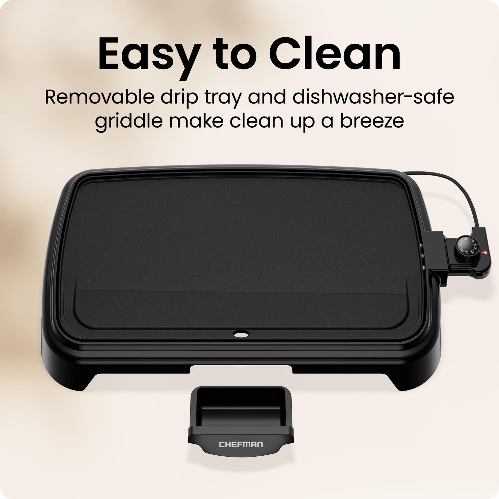 Chefman XL Electric Griddle with Removable Temperature Control, Immersible Flat