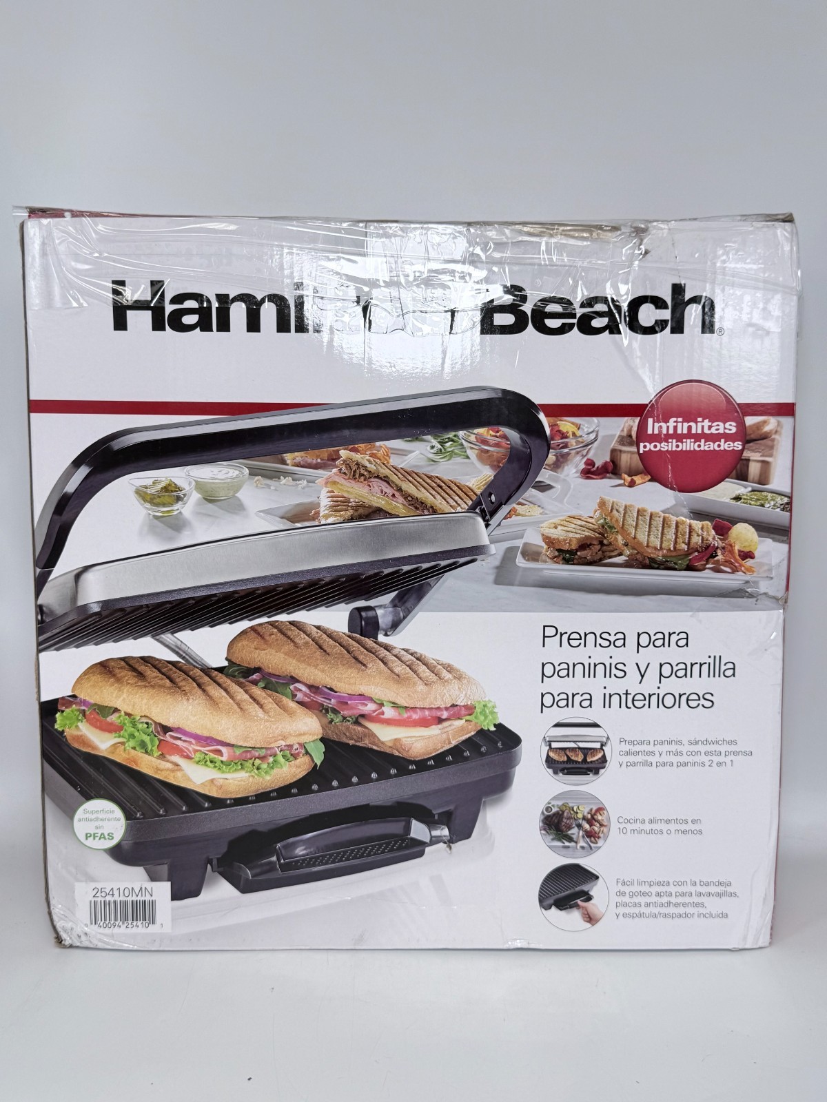 Hamilton Beach Electric Panini Press & Indoor Grill Stainless Steel (25410) NEW