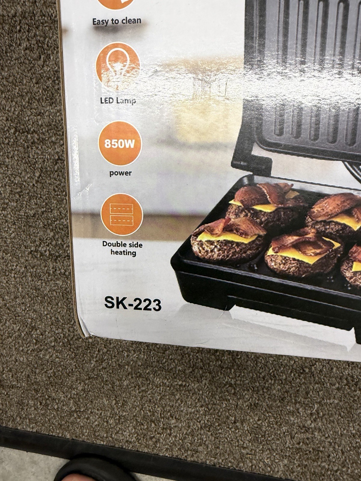SOKANY SK-223 Electric Contact Grill 850W Stainless Steel Double-Side Heat SKU:T