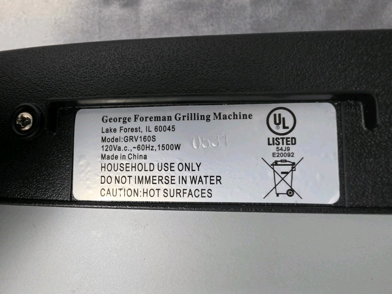 George Foreman GRV160S 10th Anniversary Jumbo XL Grill Tested Working Clean