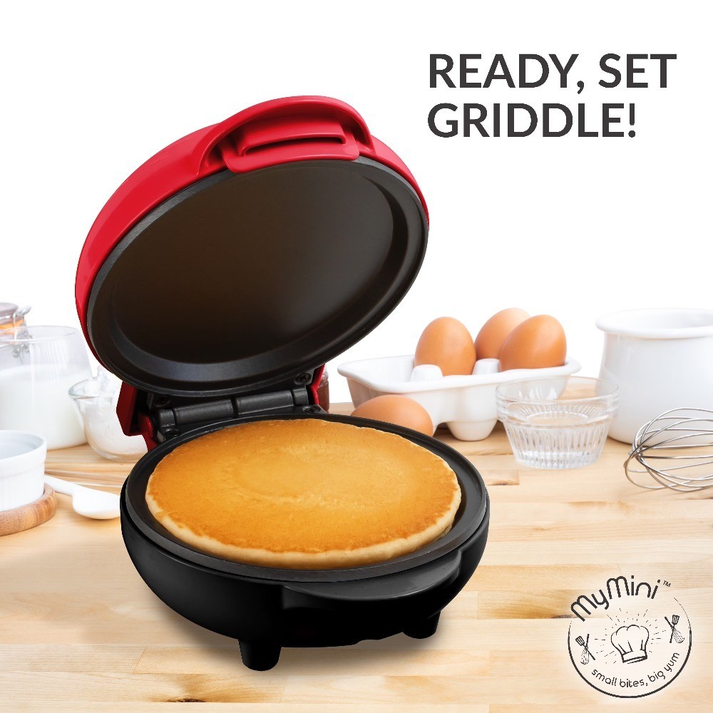 550-Watt Red Pancake Griddle Electric Non-Stick Cooking Surface Adjustable