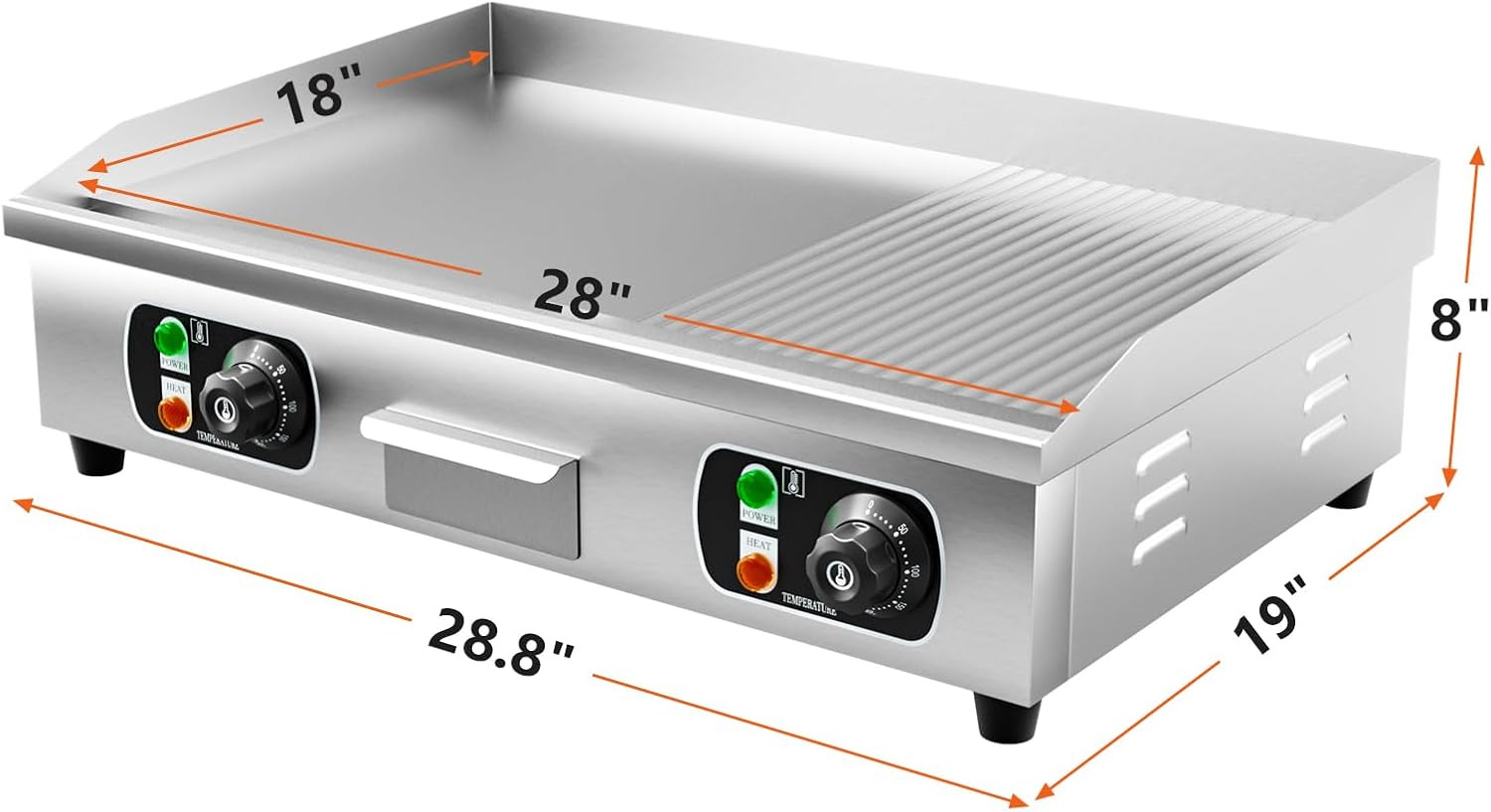 29″ Commercial Electric Countertop Griddle,110V 3000W Flat Top Grill Hot Plate B