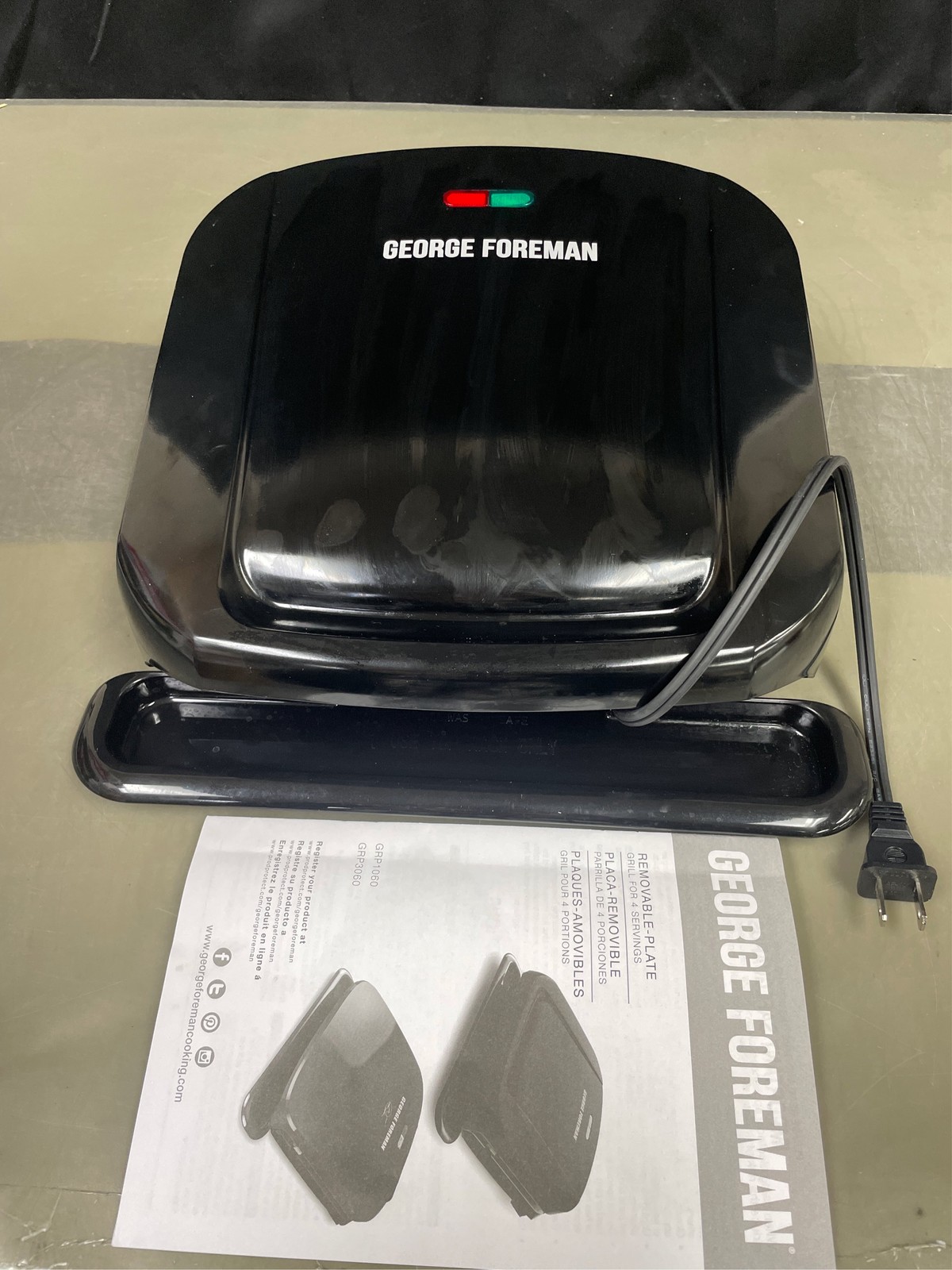 George Foreman 4-Serving Removable Plate Grill and Panini Press, Black, GRP1060B