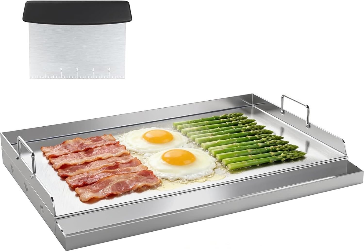 17″ x 13″ Stainless Steel Griddle for BBQ & Camping – Even Heat Cooking