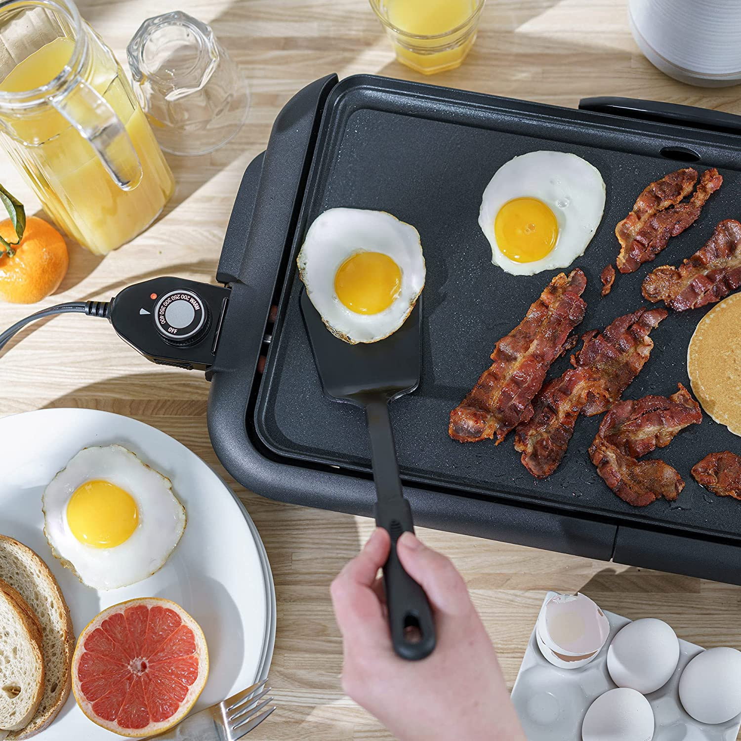 Electric Griddle with Warming Tray – Smokeless Indoor Grill, Nonstick Surface…