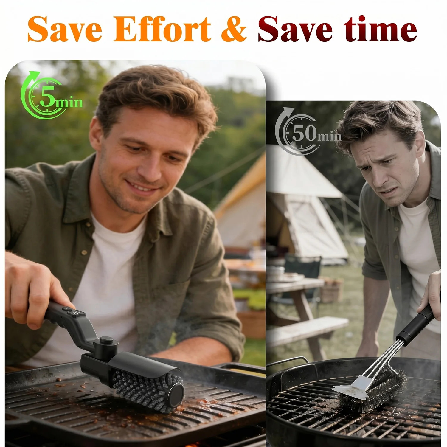 Cordless Electric Grill Brush 2 In 1 Rechargeable BBQ Grill Cleaner Spin