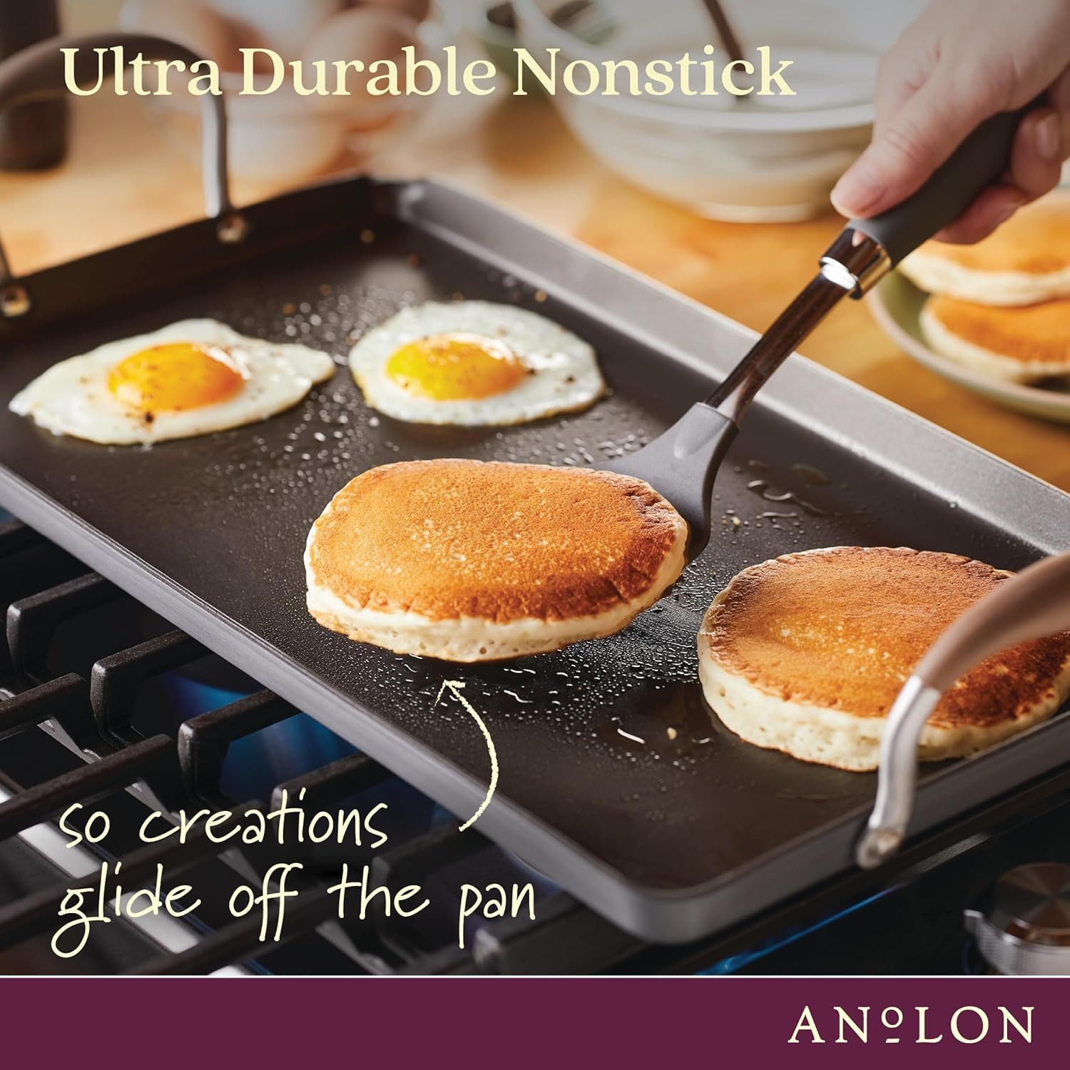 Advanced Home Hard Anodized Nonstick Double Burner Griddle/Grill Pan with Roasti