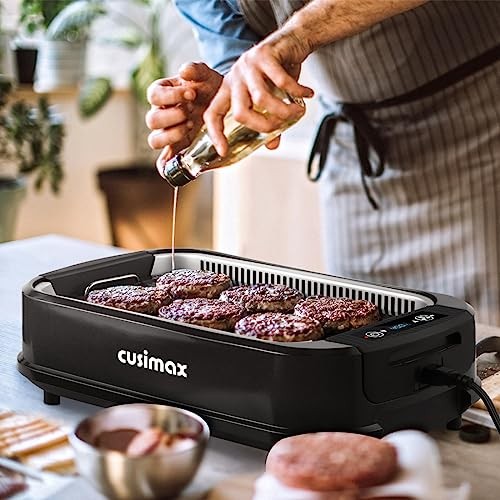 Indoor Smokeless Electric Grill 1500W with Glass Lid Black