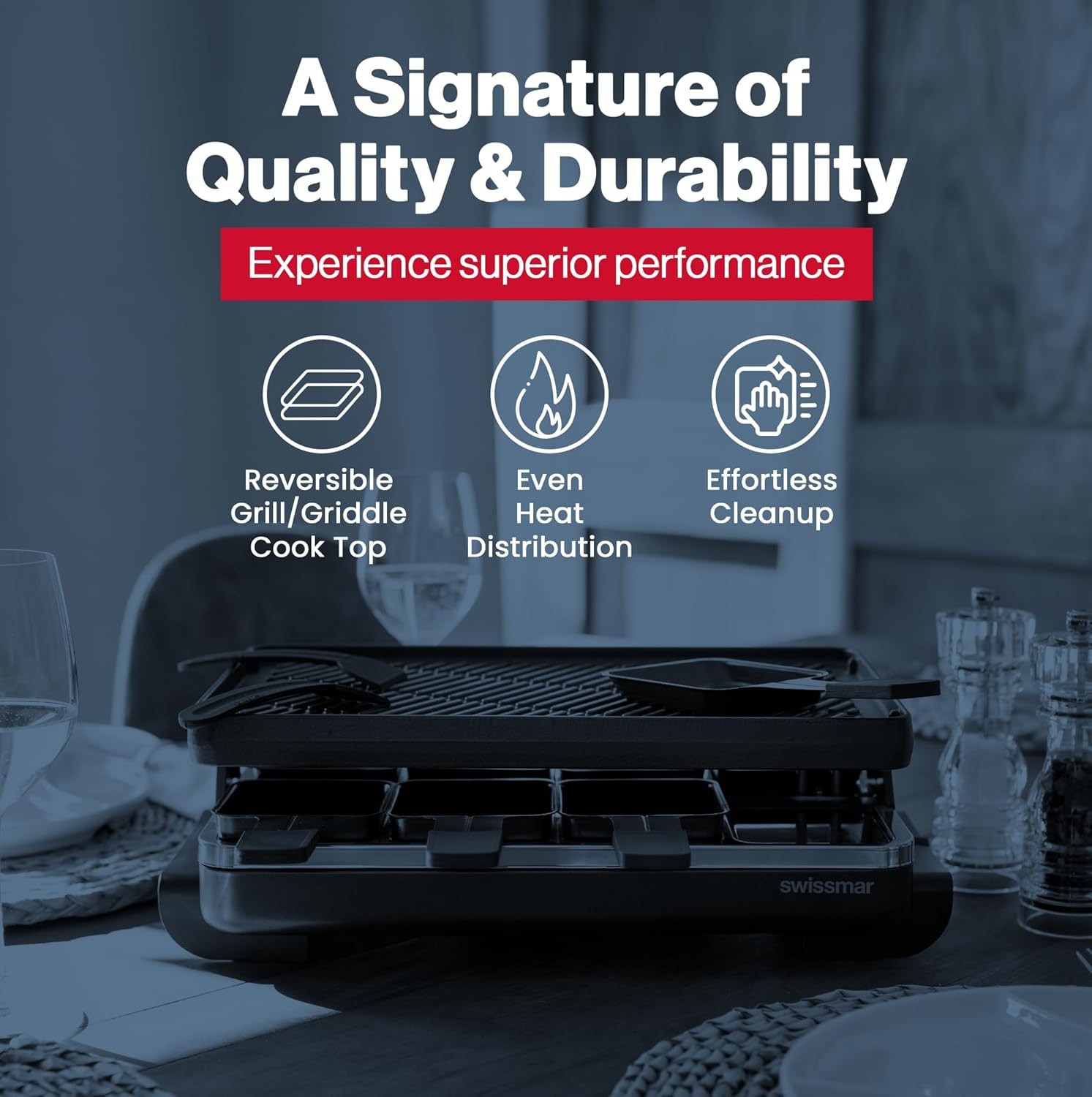 Swissmar Classic 8-Person Raclette Party Grill – Indoor Electric Grill & Griller