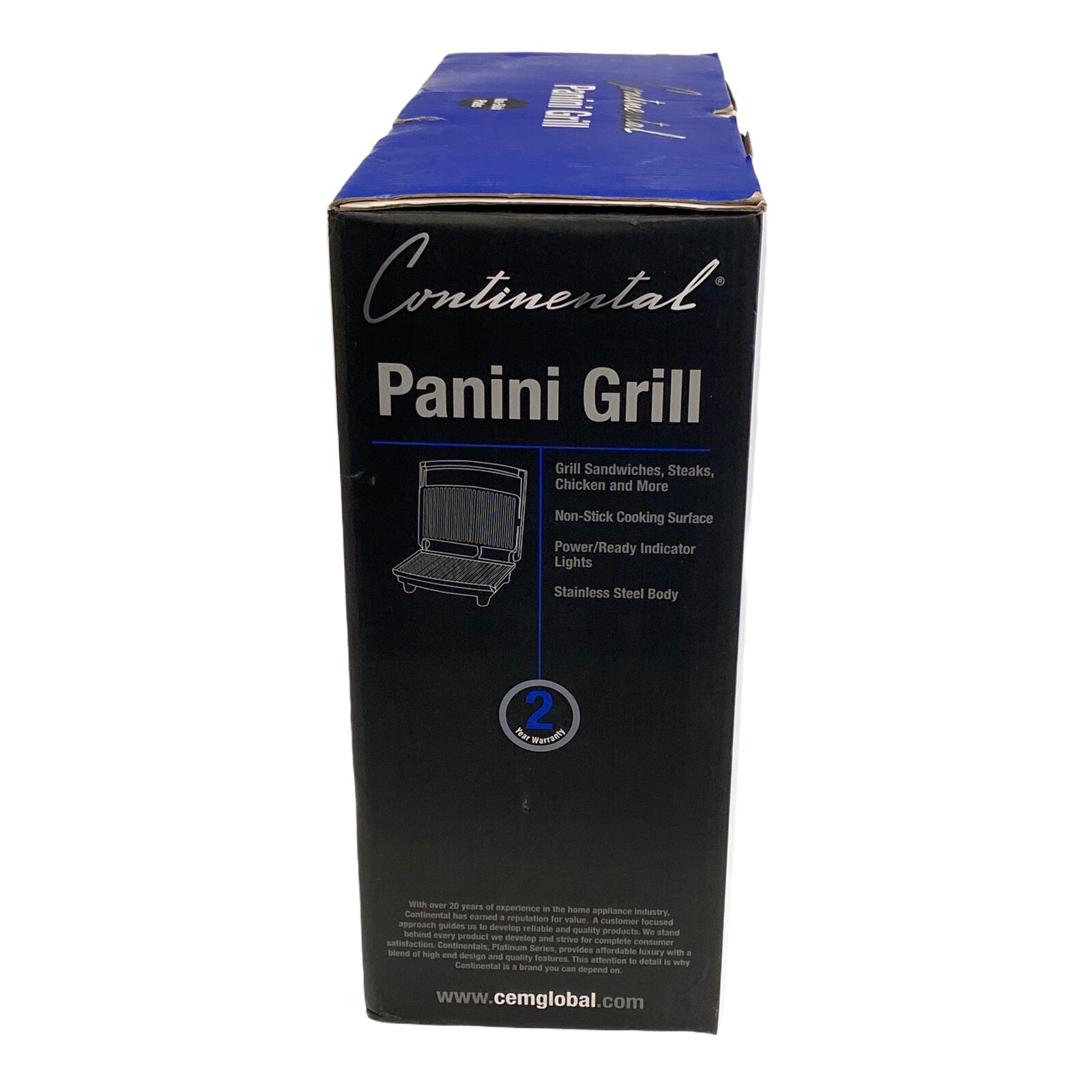 Continental Electric Panini Grill Non-Stick Grill