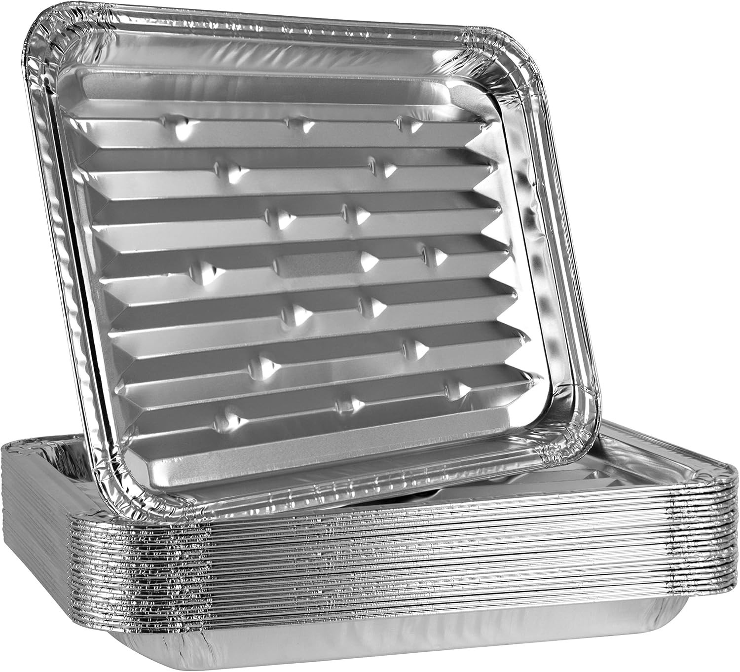 Aluminum Grill Pans, Broiler Pans, Grill Liners, Durable with Ribbed Bottom S…