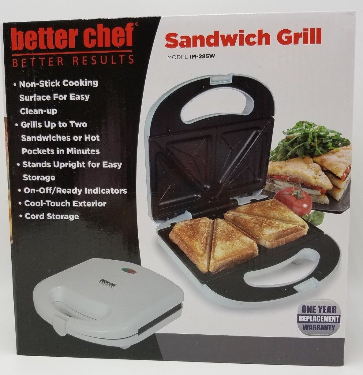Panini Sandwich Maker Grill Better Chef White IM-285W NEW