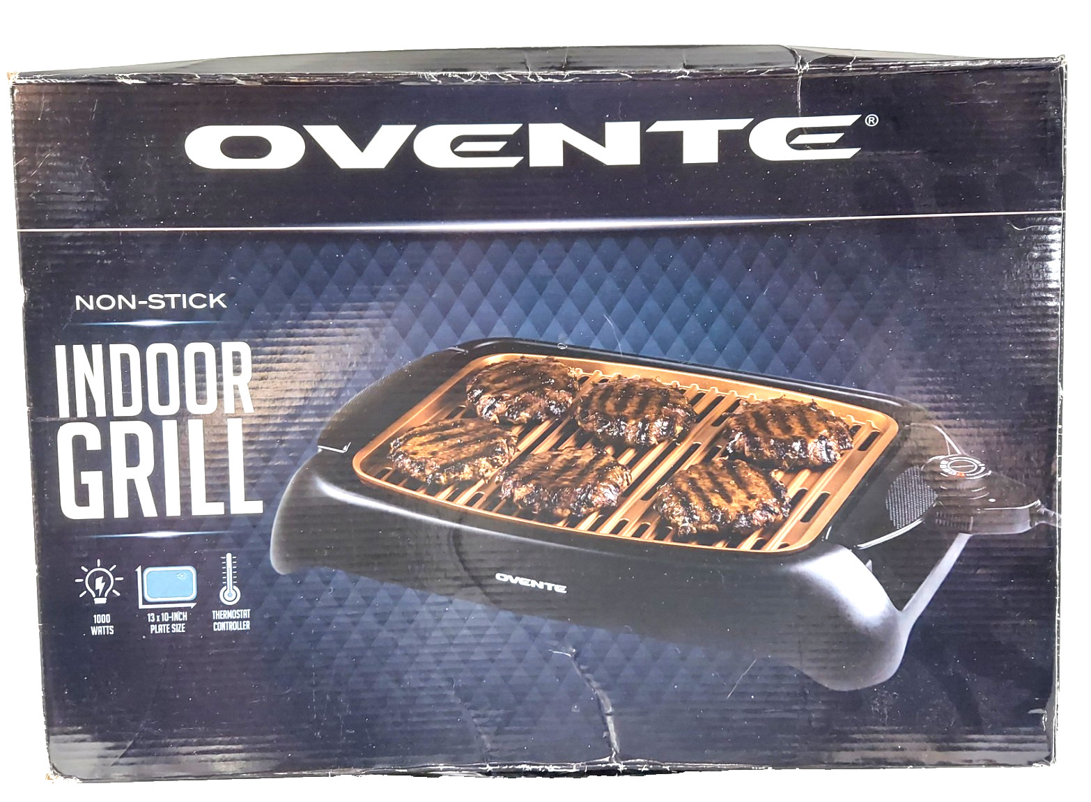 OVENTE Portable Electric Indoor Grill with Non-Stick Grilling Plate Black 1000-W