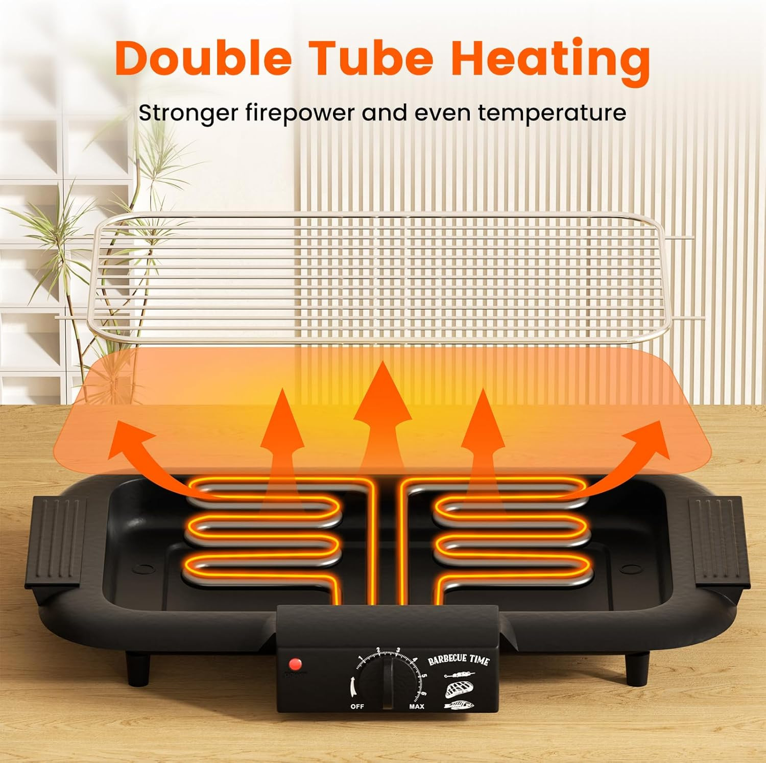 Electric BBQ Grill, Smokeless Non-Stick Indoor/Outdoor Barbecue Grill, 2000W Dou