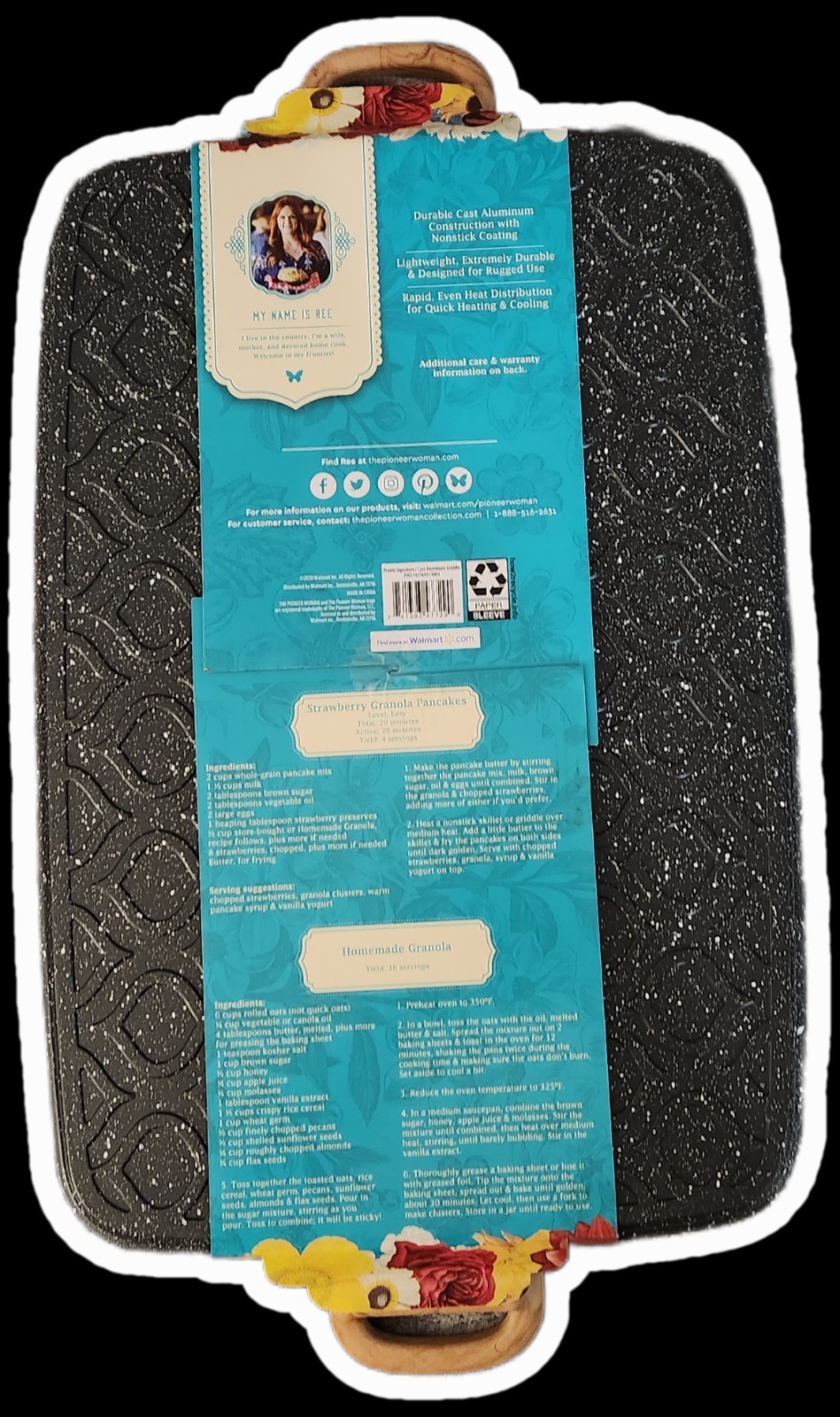 The Pioneer Woman Prairie Signature Nonstick Double Griddle Cast Aluminum 12×18″