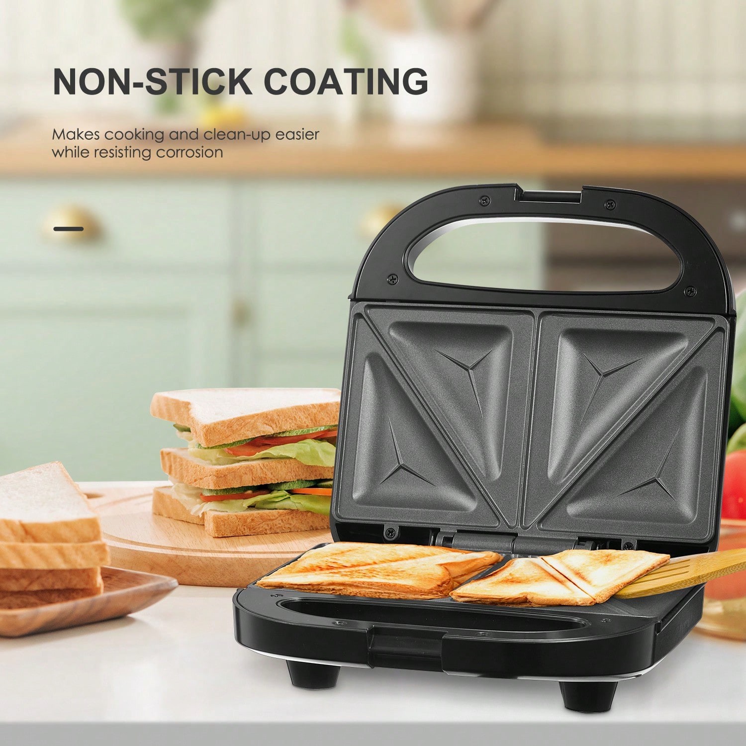 Electric Sandwich Maker & Panini Grill, Fast Heating with Indicator Lights