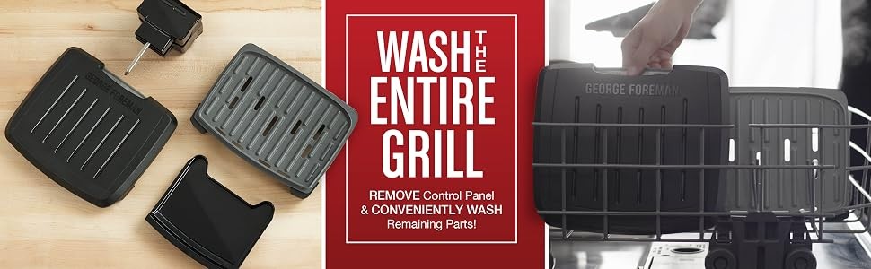 Fully Submersible 4-Serving Grill | Dishwasher-safe grill with fast preheat,