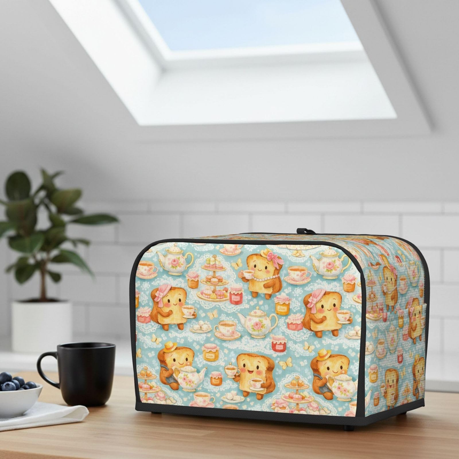 NeuKim 2 Slice Toaster Cover 2 Slice, Vintage High Tea Party Toast Pattern